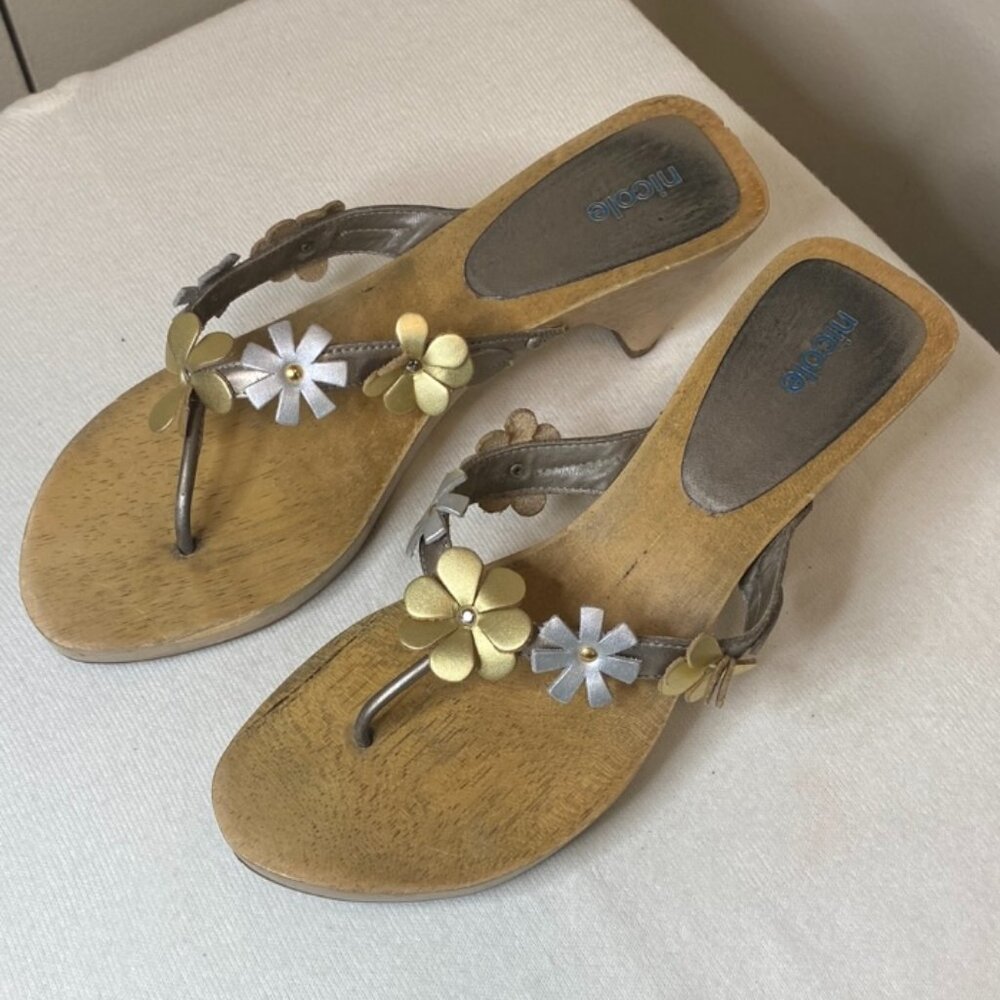 Nicole Floral Wooden Sandels